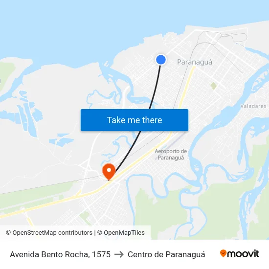 Avenida Bento Rocha, 1575 to Centro de Paranaguá map