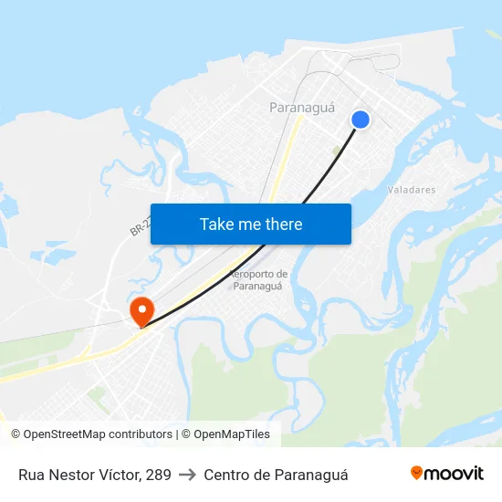 Rua Nestor Víctor, 289 to Centro de Paranaguá map