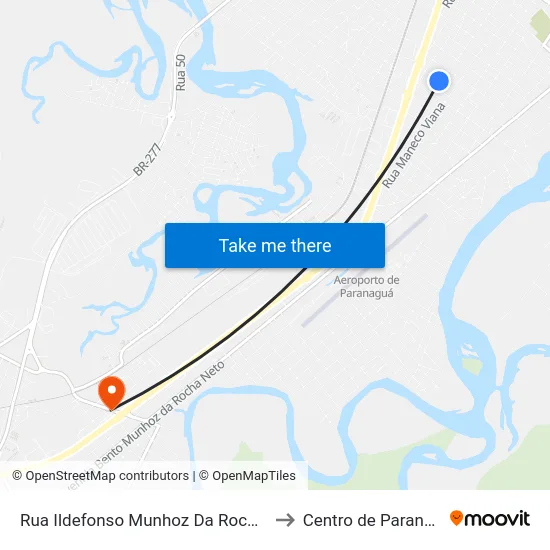 Rua Ildefonso Munhoz Da Rocha, 255 to Centro de Paranaguá map