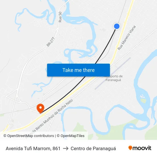 Avenida Tufi Marrom, 861 to Centro de Paranaguá map