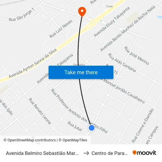 Avenida Belmiro Sebastião Marques, 764 to Centro de Paranaguá map