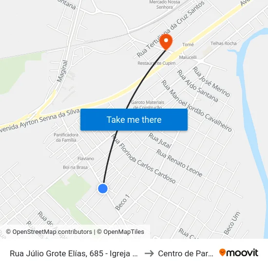 Rua Júlio Grote Elías, 685 - Igreja Quandrangular to Centro de Paranaguá map