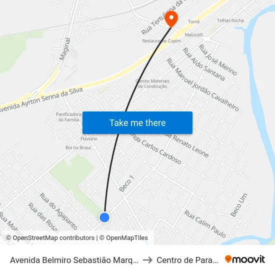 Avenida Belmiro Sebastião Marques, 1796 to Centro de Paranaguá map