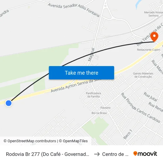 Rodovia Br 277 (Do Café - Governador Ney Braga) Martini Meat to Centro de Paranaguá map