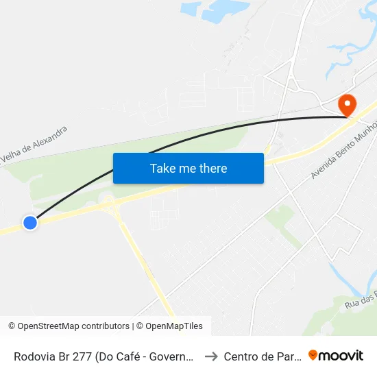 Rodovia Br 277 (Do Café - Governador Ney Braga) to Centro de Paranaguá map