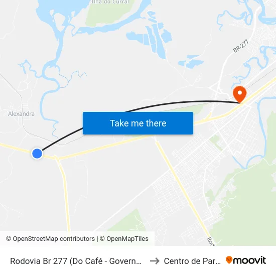 Rodovia Br 277 (Do Café - Governador Ney Braga) to Centro de Paranaguá map