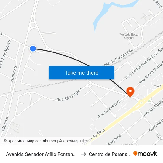 Avenida Senador Atílio Fontana, 900 to Centro de Paranaguá map