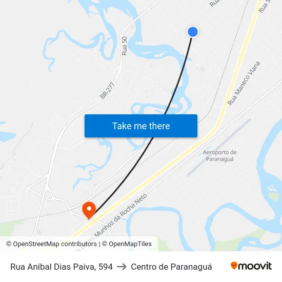 Rua Aníbal Dias Paiva, 594 to Centro de Paranaguá map