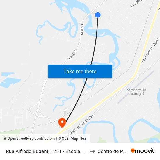 Rua Alfredo Budant, 1251 - Escola Hugo Pereira Correia to Centro de Paranaguá map