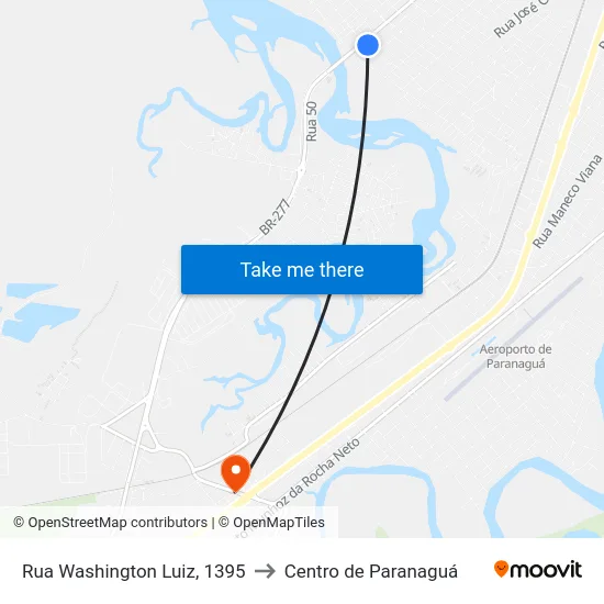 Rua Washington Luiz, 1395 to Centro de Paranaguá map
