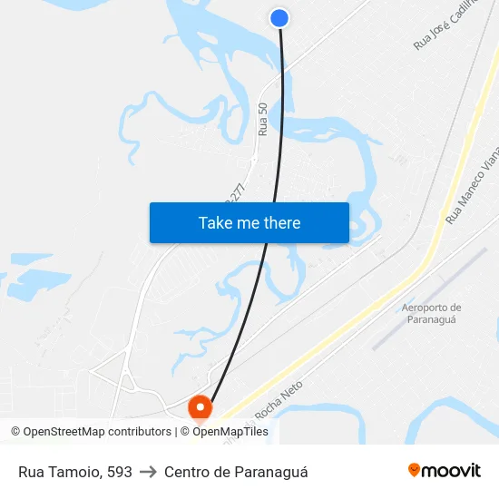 Rua Tamoio, 593 to Centro de Paranaguá map