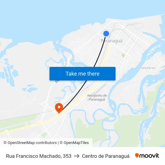 Rua Francisco Machado, 353 to Centro de Paranaguá map