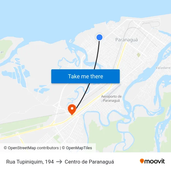 Rua Tupiniquim, 194 to Centro de Paranaguá map