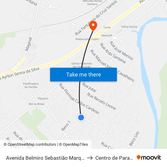 Avenida Belmiro Sebastião Marques, 1253 to Centro de Paranaguá map