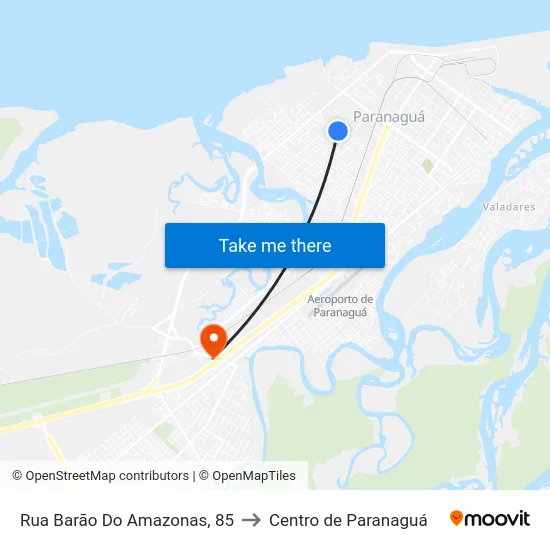 Rua Barão Do Amazonas, 85 to Centro de Paranaguá map