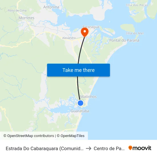 Estrada Do Cabaraquara (Comunidade Cabaquara) to Centro de Paranaguá map