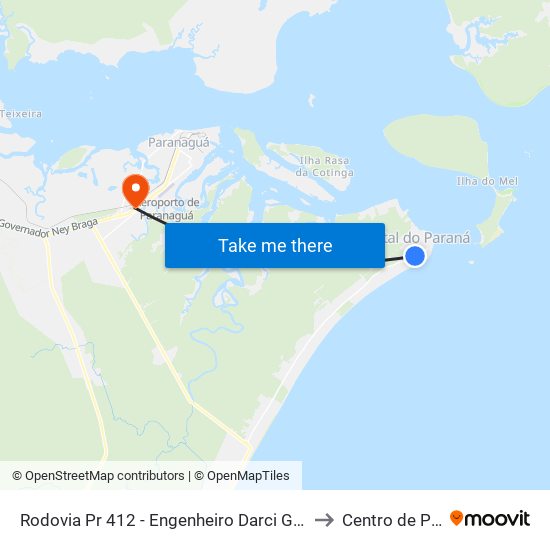 Rodovia Pr 412 - Engenheiro Darci Gomes De Morais, 17599 to Centro de Paranaguá map