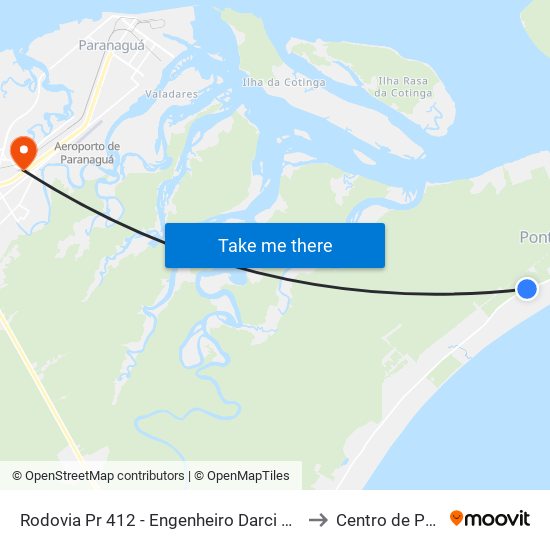 Rodovia Pr 412 - Engenheiro Darci Gomes De Morais, 63 to Centro de Paranaguá map