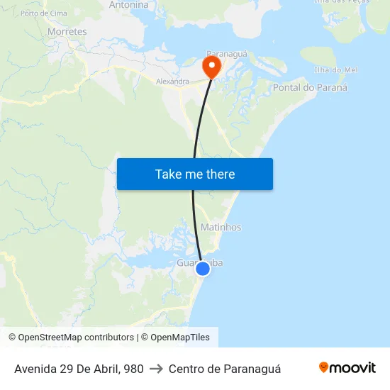 Avenida 29 De Abril, 980 to Centro de Paranaguá map