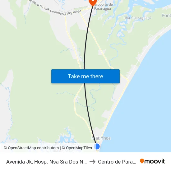 Avenida Jk, Hosp. Nsa Sra Dos Navegantes to Centro de Paranaguá map