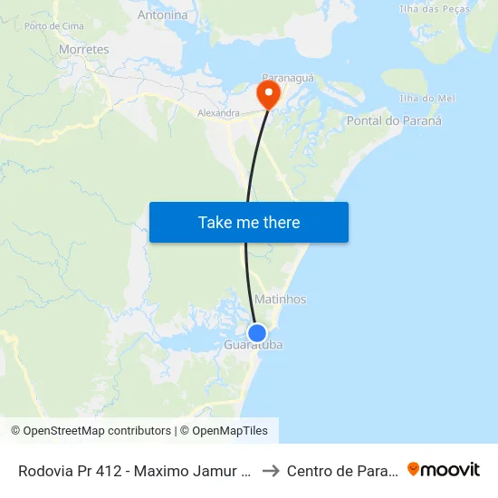 Rodovia Pr 412 - Maximo Jamur - Ferry Boat to Centro de Paranaguá map