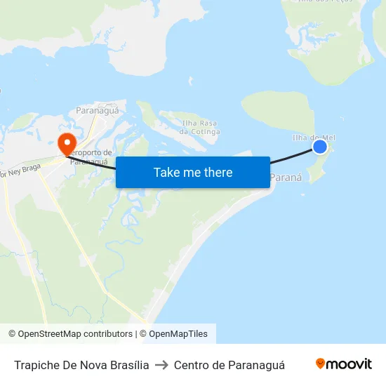 Trapiche De Nova Brasília to Centro de Paranaguá map