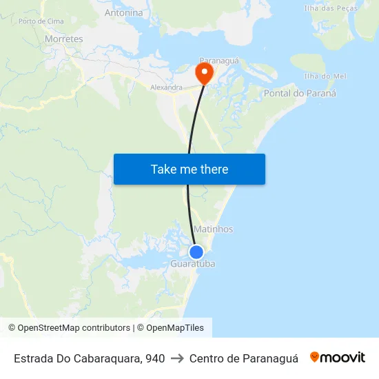 Estrada Do Cabaraquara, 940 to Centro de Paranaguá map