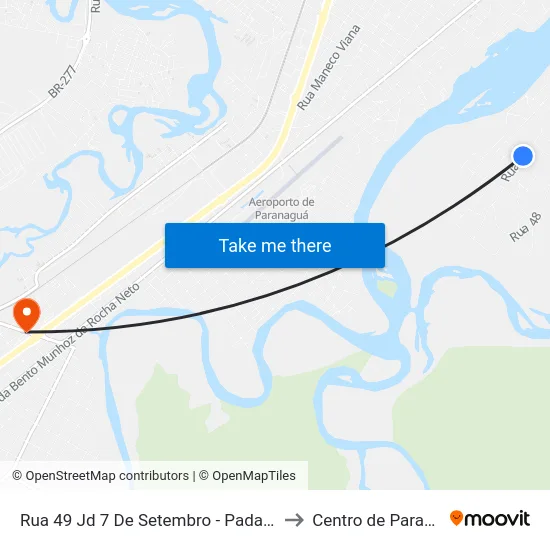 Rua 49 Jd 7 De Setembro - Padaria Belém to Centro de Paranaguá map