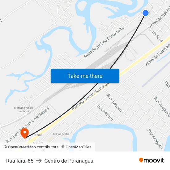 Rua Iara, 85 to Centro de Paranaguá map