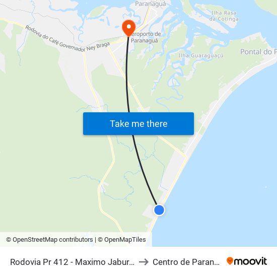 Rodovia Pr 412 - Maximo Jabur, 5949 to Centro de Paranaguá map