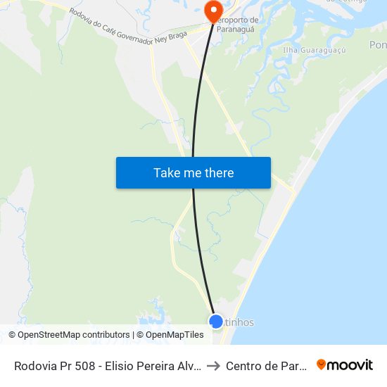 Rodovia Pr 508 - Elisio Pereira Alves Filho, 879 to Centro de Paranaguá map