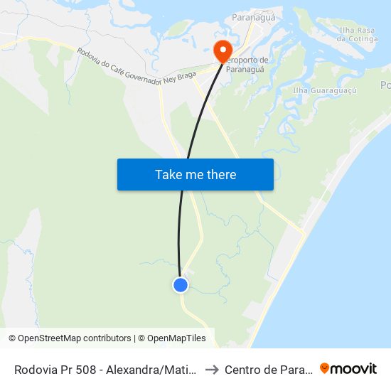 Rodovia Pr 508 - Alexandra/Matinhos, 1622 to Centro de Paranaguá map