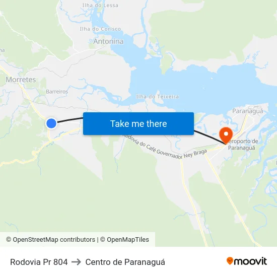 Rodovia Pr 804 to Centro de Paranaguá map