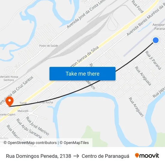 Rua Domingos Peneda, 2138 to Centro de Paranaguá map