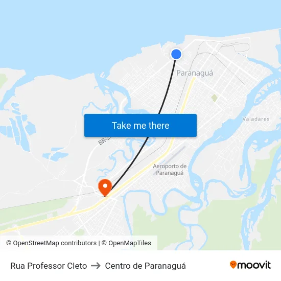 Rua Professor Cleto to Centro de Paranaguá map