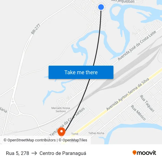 Rua 5, 278 to Centro de Paranaguá map