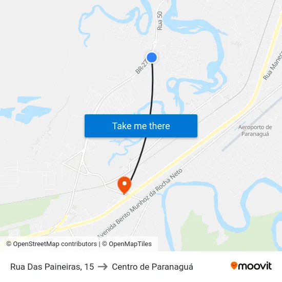 Rua Das Paineiras, 15 to Centro de Paranaguá map