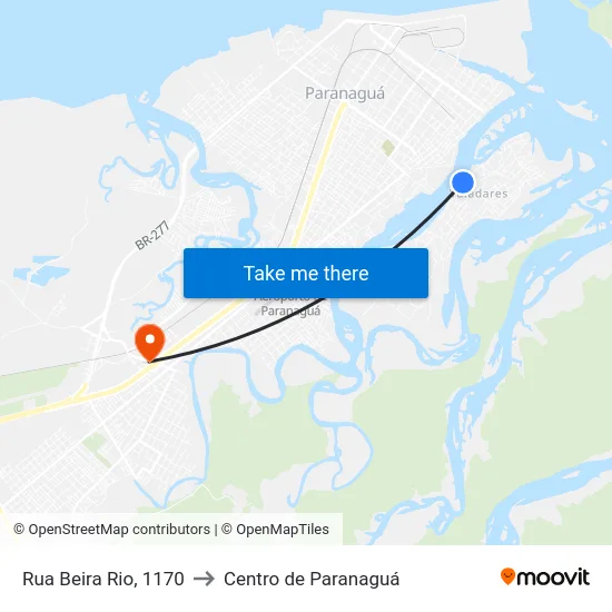 Rua Beira Rio, 1170 to Centro de Paranaguá map