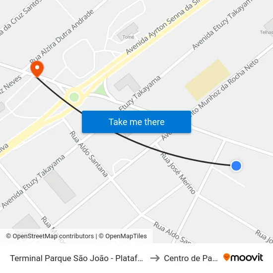 Terminal Parque São João - Plataforma São Vicente to Centro de Paranaguá map