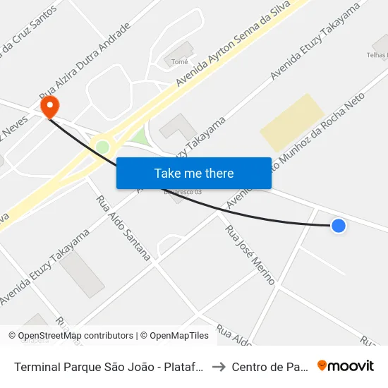 Terminal Parque São João - Plataforma Vila Garcia to Centro de Paranaguá map
