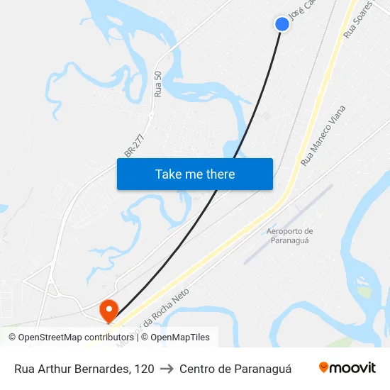 Rua Arthur Bernardes, 120 to Centro de Paranaguá map