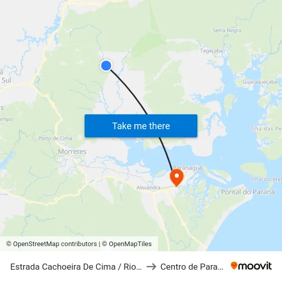 Estrada Cachoeira De Cima / Rio Pequeno to Centro de Paranaguá map