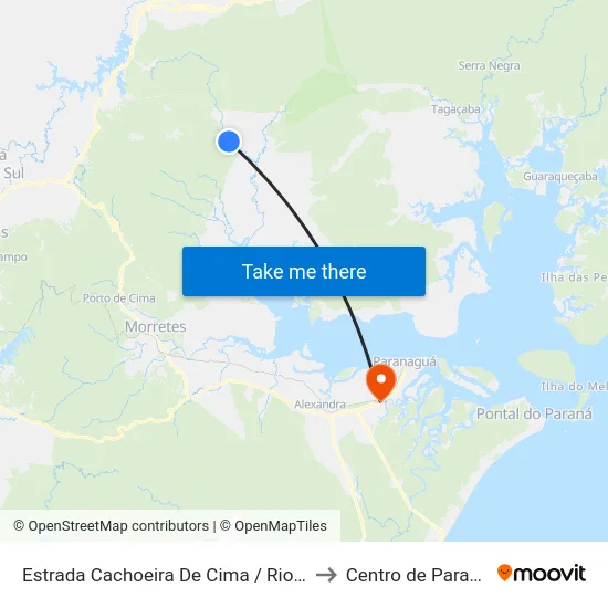 Estrada Cachoeira De Cima / Rio Pequeno to Centro de Paranaguá map