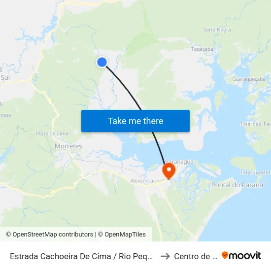 Estrada Cachoeira De Cima / Rio Pequeno - Unidade De Saúde / Escola to Centro de Paranaguá map