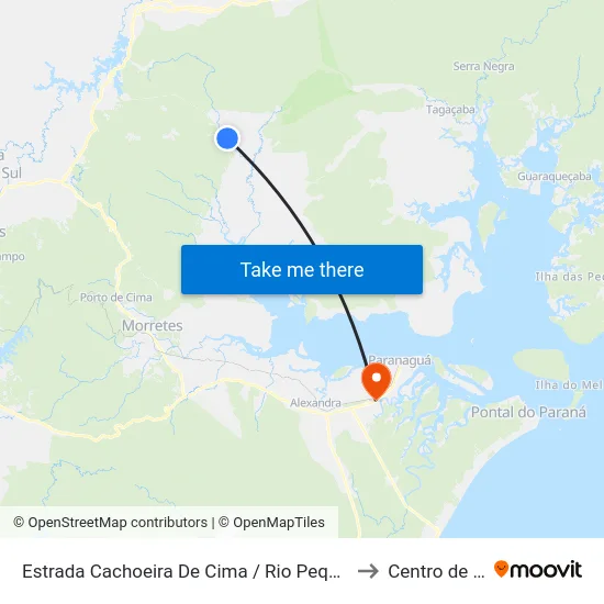 Estrada Cachoeira De Cima / Rio Pequeno - Unidade De Saúde / Escola to Centro de Paranaguá map