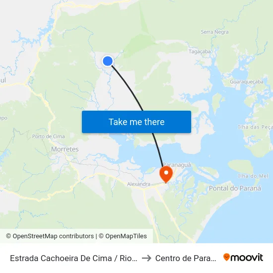 Estrada Cachoeira De Cima / Rio Pequeno to Centro de Paranaguá map