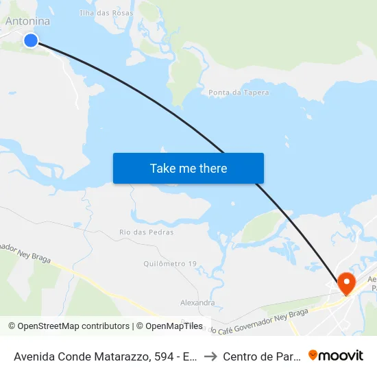 Avenida Conde Matarazzo, 594 - Escola Gil Feres to Centro de Paranaguá map