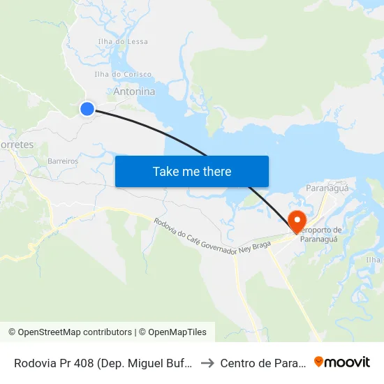 Rodovia Pr 408 (Dep. Miguel Bufara) Km 04 to Centro de Paranaguá map
