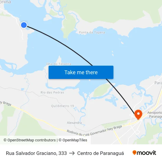 Rua Salvador Graciano, 333 to Centro de Paranaguá map