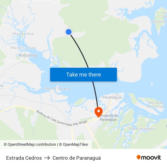 Estrada Cedros to Centro de Paranaguá map